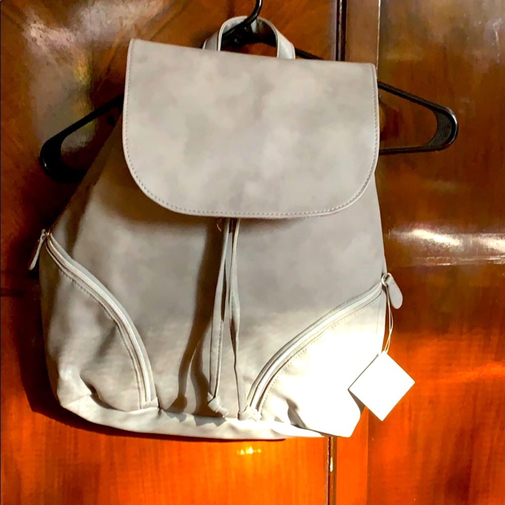 Grey faux leather backpack purse